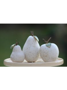 Raku kerámiagyümölcs szett - pöttyös fehér